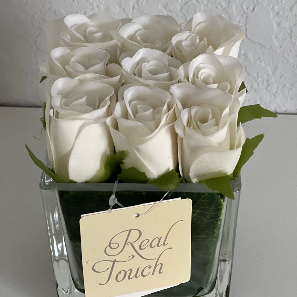 Home Decor Faux White Rose Real Touch
